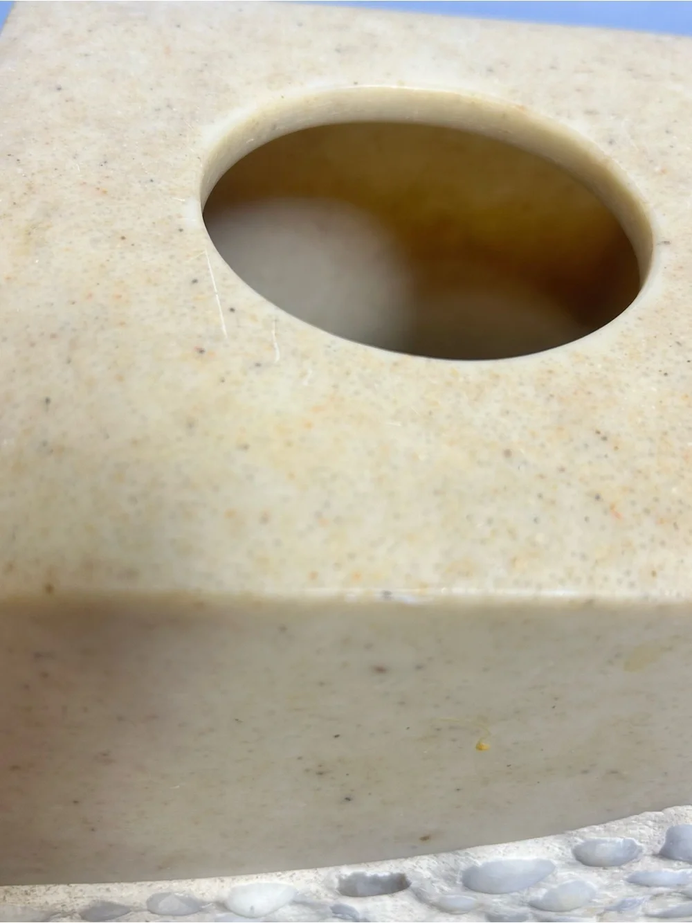 Veratex Really Stone Beige Square Tissue Box Cover Heavy Natural Bathroom Decor